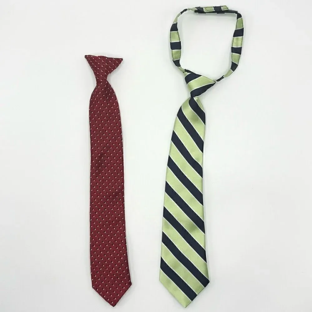 Lot of 2 Little Kid ties - clip on and aplix